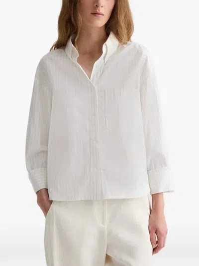 Twp Pinstripe-pattern Patch-pocket Shirt In White