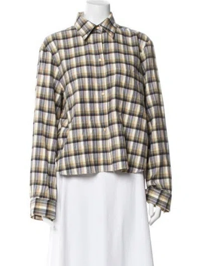 Pre-owned Twp Plaid Print Long Sleeve Button-up Top In Multi