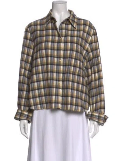 Pre-owned Twp Plaid Print Long Sleeve Button-up Top In Multi