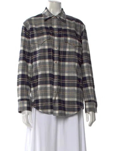 Pre-owned Twp Plaid Print Long Sleeve Button-up Top W/ Tags In Multi