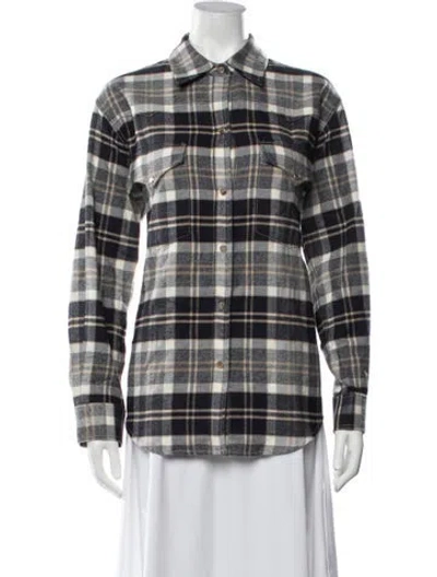 Pre-owned Twp Plaid Print Long Sleeve Button-up Top W/ Tags In Multicolor