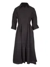 Twp Pleated Button-front Shirtdress In Black