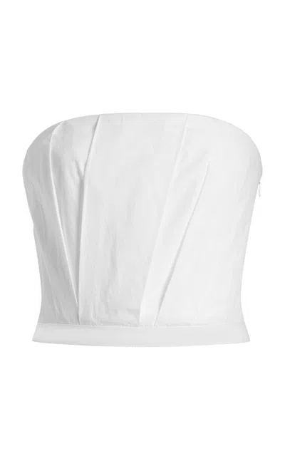 Twp Pleated Cotton Bustier In White