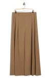 Twp Pleated Front Wool Blend Wide Leg Pants In Brown