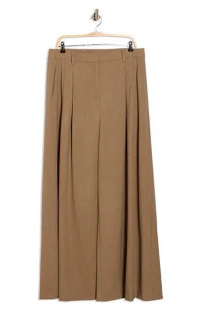 Twp Pleated Front Wool Blend Wide Leg Pants In Brown