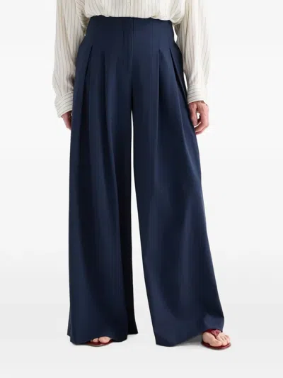 Twp Pleated Palazzo Pants In Blue