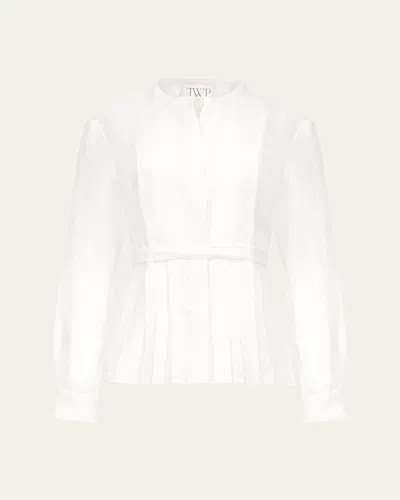 Twp Pleated Poet Blouse In White