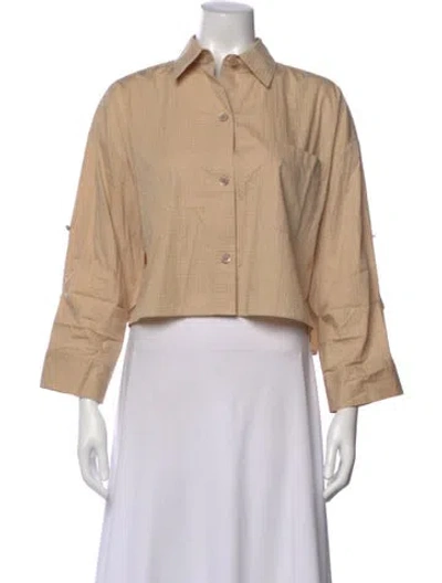 Pre-owned Twp Printed Three-quarter Sleeve Button-up Top In Neutral