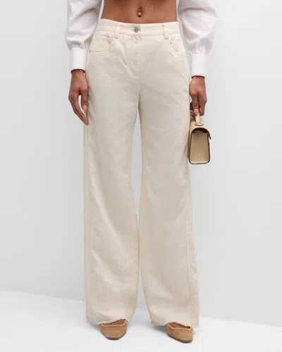 Twp Puddle Cotton Linen Wide-leg Pants In Bone