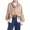 Twp Pull Me Over Leather Poncho Top In Brown