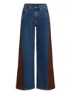 Twp Ramblim Leather-panel Jeans In Blue