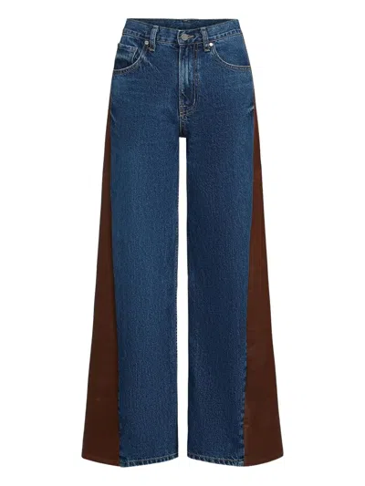 Twp Ramblim Leather-panel Jeans In Blue