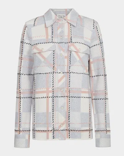 Twp Ranchers Plaid Cashmere Cardigan In Gray