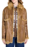 Twp Reversible Oversized Genuine Shearling Jacket In Brown