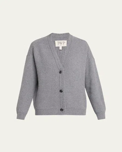 Twp Ribbed Cashmere Cardigan In Gray