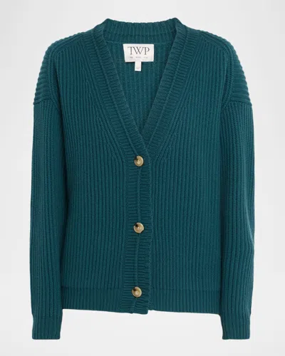Twp Ribbed Cashmere Cardigan In Green
