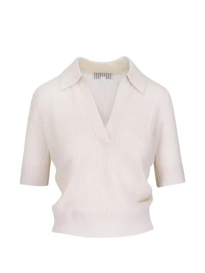 Twp Ribbed Knit Polo Top In Neutral