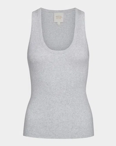 Twp Ribbed Wool Tank Top In White Heather Grey