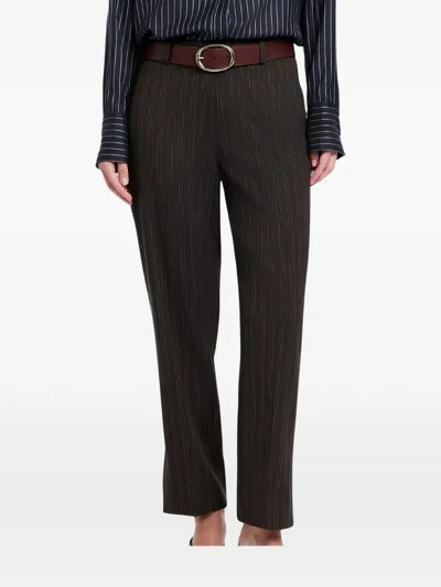 Twp Roberts Pinstriped Wool Trousers In Brown