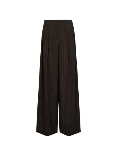 Twp Roberts Pinstripe-pattern Pleated Trousers In Brown