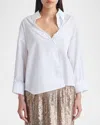 Twp V-neck Wrap Shirt In White In White