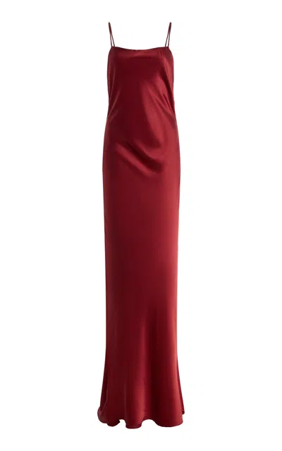Twp Scoop Back Stretch-silk Maxi Dress In Red