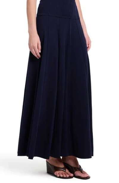 Twp Seamed Wool Maxi Skirt In Blue