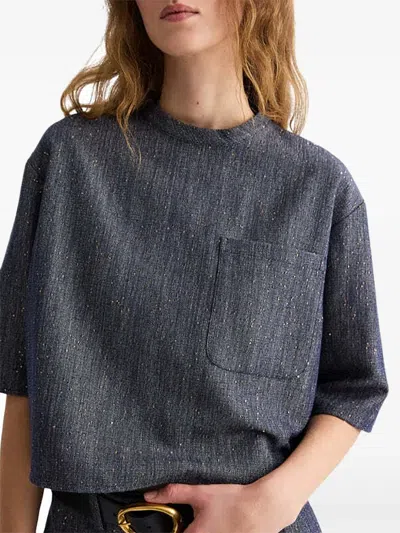Twp Sequined-embellished T-shirt In Blue