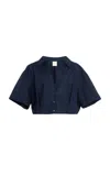 Twp She Comes And Goes Again Cotton Shirt In Navy