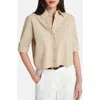 Twp Short Lived Elbow Sleeve Cotton Button-up Shirt In Brown