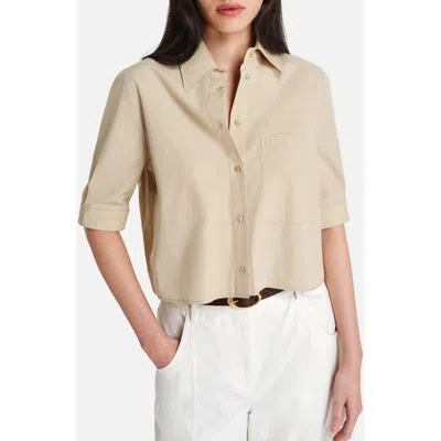 Twp Short Lived Elbow Sleeve Cotton Button-up Shirt