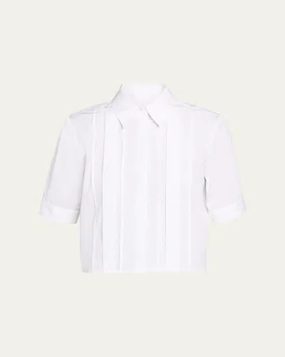 Twp Short Lived Shirt With Pleated Placket In White