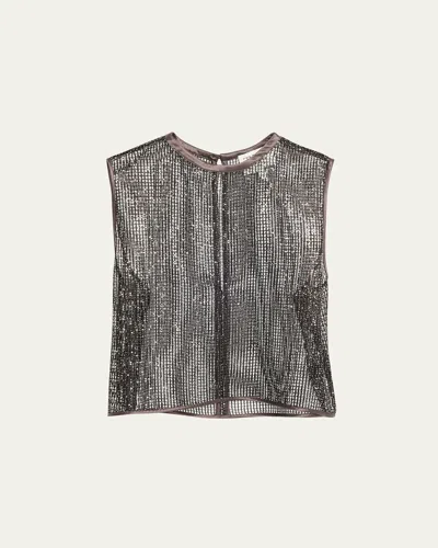 Twp Short Muscle Tank In Mini Sequin Netting In Brown