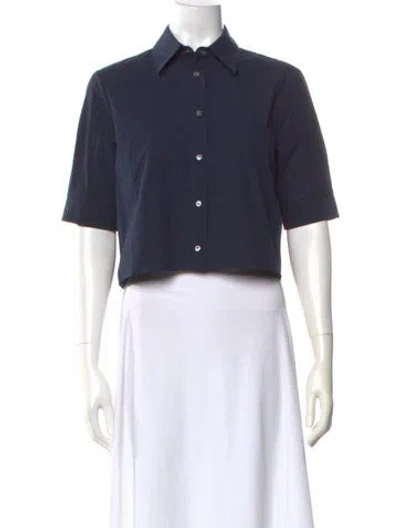 Pre-owned Twp Short Sleeve Button-up Top In Blue