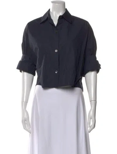 Pre-owned Twp Short Sleeve Button-up Top In Blue