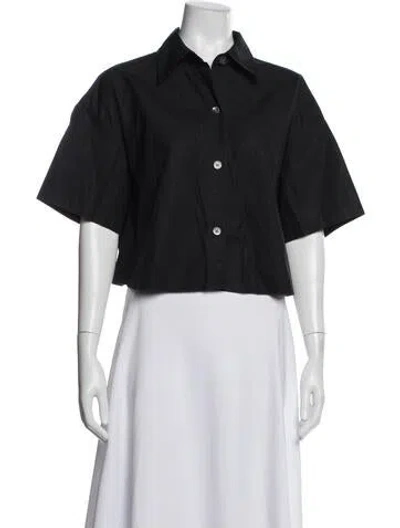Pre-owned Twp Short Sleeve Button-up Top In Blue