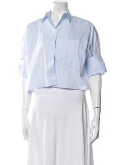 Pre-owned Twp Short Sleeve Button-up Top In Blue