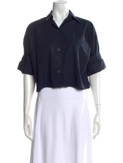 Pre-owned Twp Short Sleeve Button-up Top In Blue