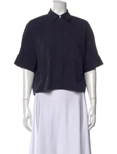 Pre-owned Twp Short Sleeve Button-up Top In Blue