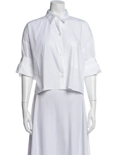 Pre-owned Twp Short Sleeve Button-up Top In Blue/white