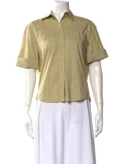 Pre-owned Twp Short Sleeve Button-up Top In Green