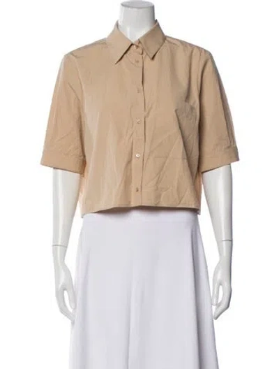 Pre-owned Twp Short Sleeve Button-up Top In Neutral