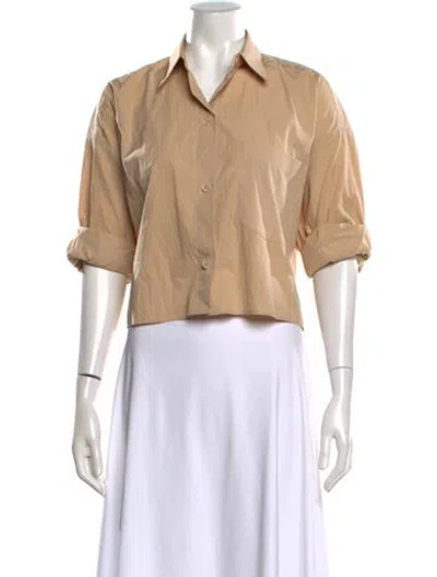 Pre-owned Twp Short Sleeve Button-up Top In Neutral