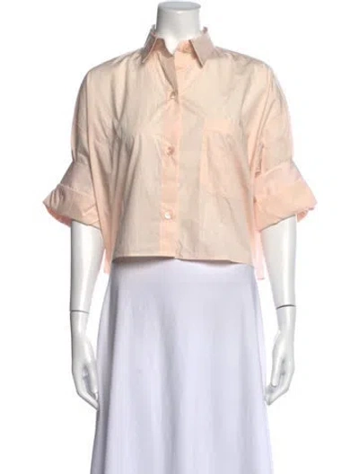 Pre-owned Twp Short Sleeve Button-up Top In Neutrals