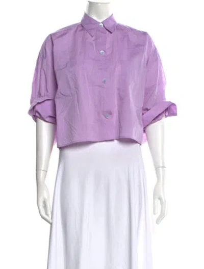 Pre-owned Twp Short Sleeve Button-up Top In Purple