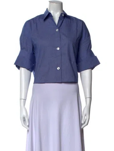 Pre-owned Twp Short Sleeve Button-up Top W/ Tags In Blue