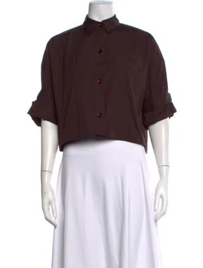 Pre-owned Twp Short Sleeve Button-up Top W/ Tags In Brown