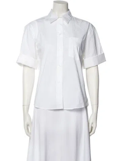 Pre-owned Twp Short Sleeve Button-up Top In White