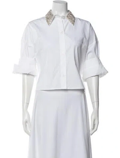 Pre-owned Twp Short Sleeve Button-up Top In White