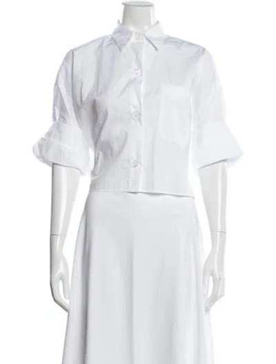 Pre-owned Twp Short Sleeve Button-up Top In White
